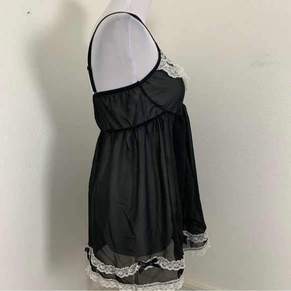 Passion Forever Black Nighty Size Medium French Maid Inspired Bows Coquette - Picture 16 of 17